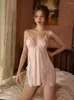 Женская одежда для сна розовая в горошек Слинг Женская ночная сетка V-образное вырезо