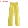 Women's Jeans FP To Love Woman Vintage Wide Leg Jeans Pink Green Blue Yellow Autumn Spring Street comer Trousers 230511