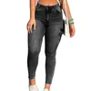 Jeans pour femmes Fashion Cargo Button Pencil Pantalon Hip Lifter Long Zipper Cuff Lady Skinny