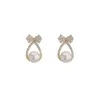 Stud Earrings Jewelry For Women Bow Zircon Pearl Dangle Earring Wedding Party Valentine's Day Gift Pendientes