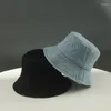 Boinas visrover jeans dobráveis ​​jeans chapéu feminino casual sol mulheres coloridas algodão brim cap chapé de praia par da festa no presente