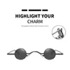 Solglasögon runt vintage solskydd metall ram bärbar po props gata resedekoration glasögon för svart