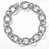 Mode Nieuwe aankomst Goud vergulde designer Sterling Sier Two Tone Color Splicing Chain Cable Draad Draai Bracelet