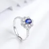Cluster Rings FIY Blue Sapphire Ring 0.426ct Real 18K Gold Natural Unheat Gemstone Diamonds Stone Femme