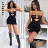 Tweedelige kleding Boozrey Zebra -strepen uitgehakt sexy Backless Mini For Women Summer Zie door Club Party Skinny Outfit Vestido 230512