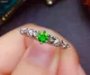 Cluster Rings Style Fashion Clear Green Diopside Gemstone Ring med 925 Silver