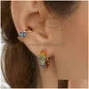 Hoop Huggie Summer Rainbow Colorf Pave Crystal Pendientes Cooper Mini Pendiente Para Mujeres Fiesta de Alta Calidad Joyería Clásica Dr Dhgarden Dh7Hj