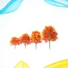 Decorative Flowers 4 Pcs Plastic Model Trees Maple Miniature Succulent Sculpture Ornament Plants Decor Architecture Green Pine