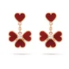 Fyra Leaf Clover Earring Fashion Classic Dangle Designer för kvinna Agate Mother of Pearl Moissanite Valentines Gift Teacher Day örhängen