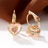 Hoopörhängen Champagne Crystal Zircon Female Love Heart Stone For Women Vintage Rose Gold Silver Color Wedding Jewelry