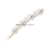 Hårklipp Barrettes New Fashion Women Pearl Barrette Beautif Hairn Pins Korean Design Hårar Styling Tools Accessories Cryst Dhgarden Dhqes