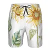 Men's Shorts Men's Beach Swim Surfing Maillot De Bain Watercolor Sunflower Sport Board Quick Dry Swimwear