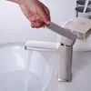 Grifos de lavabo de baño, grifo mezclador de lavabo saludable con bajo contenido de plomo de níquel cepillado, grifos de agua fría en diseño europeo