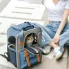 Zaino per cani da compagnia Borsa da viaggio portatile Borsa da viaggio traspirante in tessuto Oxford di grande capacità Borsa da viaggio per gatti con doppie cinghie