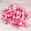 Flores decorativas 50 ornamentos de poinsétia glitter 5 polegadas Decoração de seda artificial Garland (rosa)