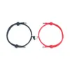 Bedelarmbanden 1 pair zwart roze hart gevlochten touw paar armband magnetische aantrekkingskracht vorm verstelbare vriendschap sieraden geschenken
