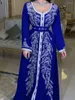 Robes décontractées printemps 2023 mode féminine bleu diamant tempérament taille longue Robe du Moyen-Orient