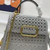 9A Designer-Kettentasche Damen-Einkaufstasche natürliche gewebte Handtasche Leder Mode Umhängetasche Luxus-Umhängetaschen Hochwertiges Nietendesign neu 2023