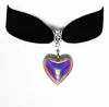 Colares de pingentes de colar de gargantilha em forma de coração retro Cristal Cristal Heart Black Velvet Gothic Jewelry Gift for Women Girls