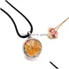 Pendant Necklaces Handmade Dried Flower Daisy Necklace Long White Round Glass Ball Chain Boho Transparent Resin Vintage Summ Dhgarden Dhnwg