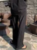 Herrbyxor gmiixder is silkemän avslappnade byxor svart sommarkoreanska rakt löst draperi trendig bred ben mopping casual byxor japan stil 230512
