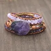 Chaîne Goutte Pierres Naturelles Cristal Quartz Charme 5 Brins Wrap Bracelets À La Main Boho Femmes En Cuir 230511