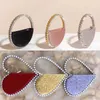 Shoulder Bags Heart Shaped Evening Diamond Clutch for Women 2023 Chic Metal Handle Rhinestone Shiny Sequins Purse Female Wedding Handbags 230426