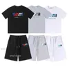 Mens Trapstar T Shirt Set Letter broderad spårdräkt Kort ärm Plush Shorts 2023