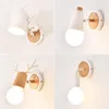 Wall Lamps E27 Wooden Base Lights Bedside Lamp Modern Led Light For Bedroom Nordic Style Warm White Bulbs 110-220V Long Life