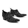Bout pointu imprimer chaussures de bal fermeture éclair italienne augmenter la hauteur bottes courtes mode mâle daim cuir chaussures de fête