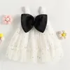 Vestidos para niña de 6 a 36 meses, vestido acampanado para bebé, sin mangas, lazo, flor, lentejuelas, tul para niñas pequeñas, fiesta diaria informal