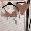 Lettre brodée body femmes soutien-gorge slips sous-vêtements ensembles dentelle fronde soutiens-gorge Sexy collants maillots de bain