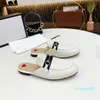 Designer Mules Pantofole Donna Mocassini Sandali in pelle Scarpe casual di lusso mezzo trascinamento Scarpa a catena in metallo Princetown Pantofola in pelle bovina