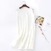 Sexy Pyjamas summer ladies cotton crepe cloth nightdress sleeveless dress solid color plus size loose vest skirt furniture women 230512