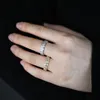 Cluster Rings Real 925 Sterling Silver Bling 5A Cubic Zirconia Rectangle Cz Pavé Luxury Wedding Anello di fidanzamento con castone per le donne 230511