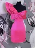 Casual Dresses Party Mini Dress Ruffled One Shoulder Big Bow Patch Work Sexy Body Female Vestigo Celebration Event Endast Middag Natt 230511