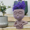 Vases Flower Pot Plant Indoor Outdoor Succulents Head Planterwith Drainage Hole Closed Eyes Love Gesture Resin Women Face