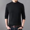 Herrenpullover Herren Mock Neck Pullover Herbst Winter Strick T-Shirts Langarm Solide Strickwaren Männliche Pullover Slim Fit Kleidung Pullover