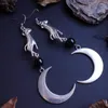 Dangle Earrings Hand & Moon Stone Gothic Big Vikings Witchy Medieval Boho Creativity Punk Jewellery Women Fashion Gift 2023