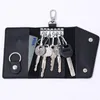 Keychains Black Leather Keychain Bag For Men Women Key Holder Ring Organizer Pouch Car Wallet Housekeeper Case Mini Card