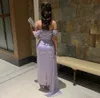 Saudiarabien mantel lila prom party klänning en axel veck paljett satin ankel längd kvinnor kväll formella klänningar mantel de soiree skräddarsydd