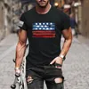 Men's T Shirts Lady Athletic Wear Mens Summer Independence Day Fashion Casual Printed Shirt Short Sleeve Tee Compression
