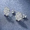 أقراط مسمار S925 الفضة الاسترليني مع 50 نقطة Moissanite Sun Flower Flower Carbon Carbon Fairy Fairy