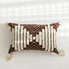 Pillow Boho Cover Tufted Coffee Ivory Tassels For Home Decoration Living Room Bedroom Sofa Couch Square 45x45cm