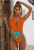 Dames badkleding sexy solide diep v nek een stuk vrouwen 2023 backless Braziliaans vrouwelijk strand zwempak badpak