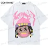 Camisetas masculinas harajuku góticas góticas punk camiseta de hip hop desenho gráfico impressão gráfica de tamanho grande masculina moda casual camisa de algodão solta Top T230512