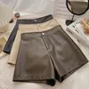 Femmes Shorts en cuir Pu femmes automne solide taille haute Y2k esthétique pantalon vêtements Ropa Mujer Streetwear élégant pour dames rétro 230512