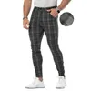 Pantalons Hommes Streetwear Chinos Plaid Pantalons Décontractés Fitness Hommes Skiny Bas Pantalon De Survêtement Pantalon De Survêtement Pantalon De Mode Pantalon De Survêtement À Rayures