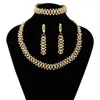 Necklace Earrings Set Morocco Colorful Oval Pendant Charm Bracelet Wedding Jewelry Dubai Women's Gold Color Bride Gift