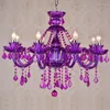 Candeliers Candle Crystal Candelier Lighting Shoping Store Cafe Purple Light West Restaurant Bar KTV Modern Creative Lamps